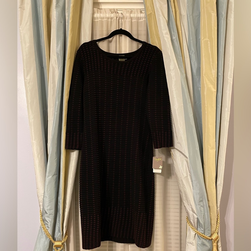 Black Ribbed Dress w/ red details